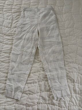 SVRNAA White Classic Checkered pull on cotton pant XS